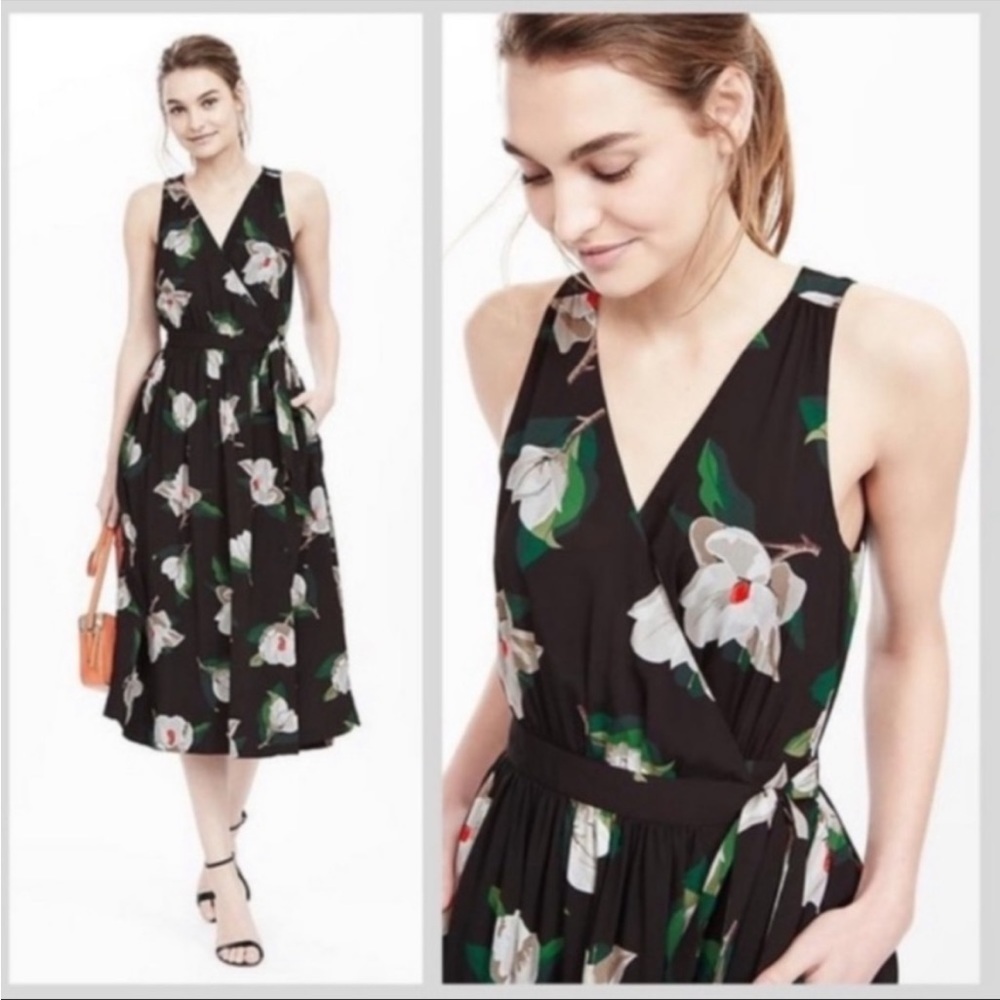Floral Magnolia Banana Republic Midi Wrap Dress